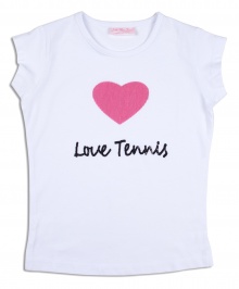 Girls white tennis T-shirt with LOVE TENNIS logo